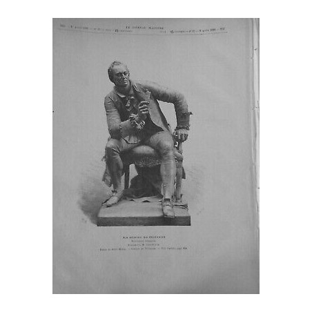 1886 SCULPTEUR SCULPTURE STATUE DIDEROT GAUTHERIN NAVELLIER PLUME