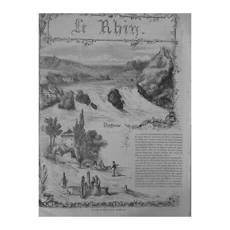 1862 RHIN SCHAFFHAUSEN CHUTES VALLEES RIVES FONTAINE