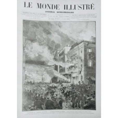 1881 MI NICE THEATRE INCENDIE FACADE FLAMME CADAVRE EGLISE