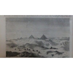 1859 MI EGYPTE PYRAMIDES GISEH DESERT CHAMEAUX