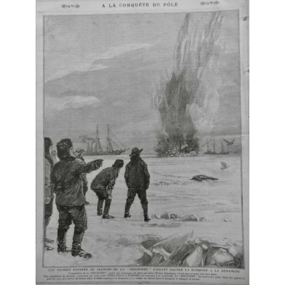 1904 GI POLE NORD CONQUETE EXPLOSIF BANQUISE NAVIRE DISCOVERY DYNAMITE GLACE