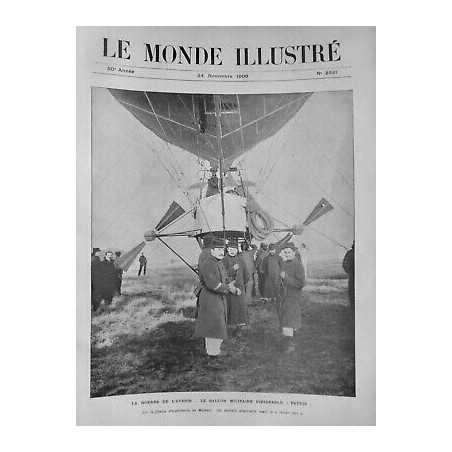 1906 MI BALLON DIRIGEABLE MILITAIRE PATRIE MOISSON NACELLE