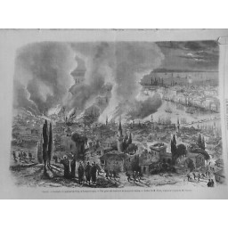 1870 MI CONSTANTINOPLE TURQUIE EMPIRE OTTOMAN INCENDIE PERA FLAMME TOUR GALATA