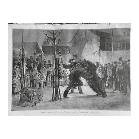 1875 MI CIRQUE PARIS FOIRE PAIN EPICE COMBAT OURS HOMME MUSELIERE