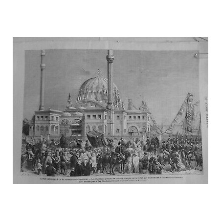 1872 MI CONSTANTINOPLE TURQUIE EMPIRE OTTOMAN CEREMONIE SUREEMINI SULTAN CHAMEAU