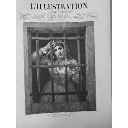 1881 CHARLOTTE CORDAY PRISON BARREAUX FENETRE ECRITURE PLUME