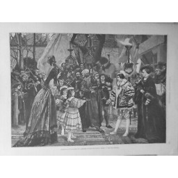 1885 IE PERSONNALITE RECEPTION CHARLES-QUINT ANVERS TABLEAU P.J.VAN DER OUDERAA