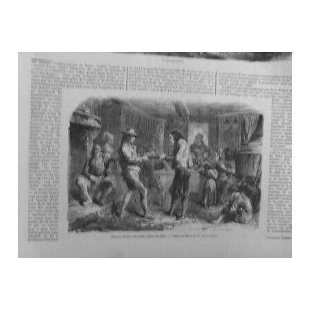 1855 I PAYSANS BRETONS GATEAU ROIS FEMMES ENFANT DESSIN RADIGUET