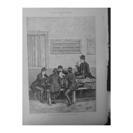 1884 SALLE JEUX ECOLE POLYTECHNIQUE DESSIN Q.BEAUREPAIRE