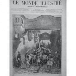 1876 EMPIRE OTTOMAN TURQUIE ROUTE SERBIE SALONIQUE DESSIN M. FERAT