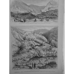 1877 AUTRICHE STYRIE EBOULEMENT MONTAGNE STEINBRUCHEN DESSIN M.FERAT