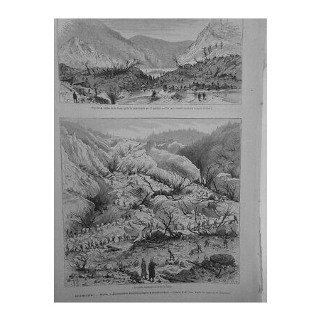 1877 AUTRICHE STYRIE EBOULEMENT MONTAGNE STEINBRUCHEN DESSIN M.FERAT