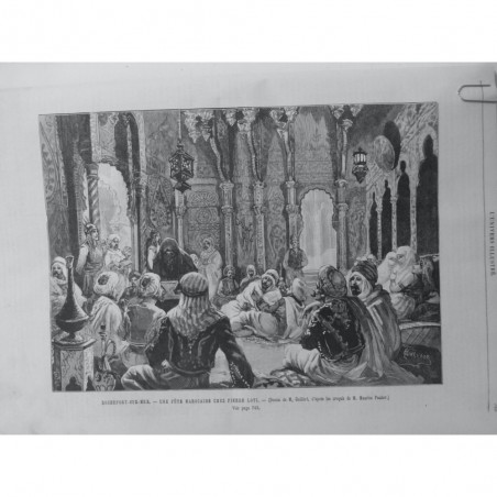 1889 PIERRE LOTI FETE MAROCAINE ROCHEFORT SUR MER DESSIN M.GUILLOT