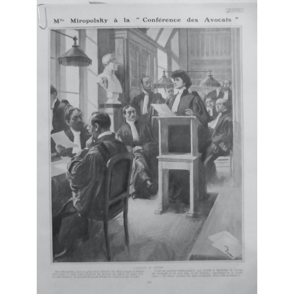 1908 F  MLLE MIROPOLSKY CONFERENCE AVOCATS