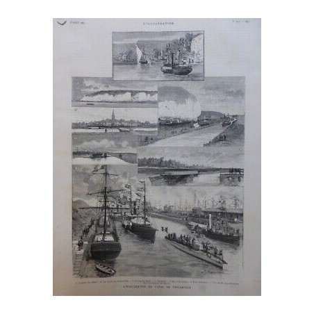 1887 I NORMANDIE INAUGURATION CANAL TANCARVILLE NAVIRES PONT TOURNANT