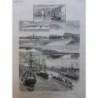 1887 I NORMANDIE INAUGURATION CANAL TANCARVILLE NAVIRES PONT TOURNANT