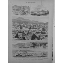 1877 MI GUERRE ASIE MINEURE VUE ERZEROUM BAYAZID MONT ARARAT DESSIN DEYROLLE