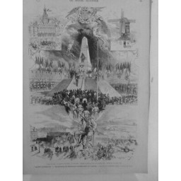 1877 MI SAINT QUENTIN CEREMONIE INAUGURATION MONUMENT COMMEMORATIF CROQUIS DICK