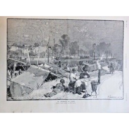 1887 I CHOMAGE OISE PAUVRETE DESSIN LEPERE BATEAUX