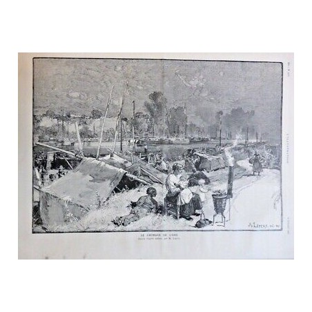 1887 I CHOMAGE OISE PAUVRETE DESSIN LEPERE BATEAUX