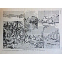 1887 I COMORES ARCHIPEL EXPEDITION ANJOUAN FORT MATELOTS MALGACHES