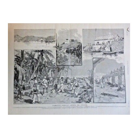 1887 I COMORES ARCHIPEL EXPEDITION ANJOUAN FORT MATELOTS MALGACHES