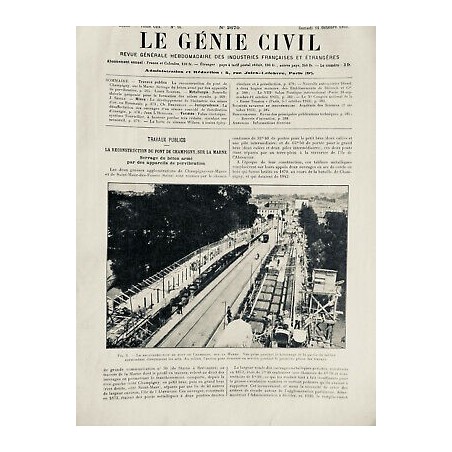 1933 GC TRAVAUX PUBLICS RECONSTRUCTION PONT CHAMPIGNY SERRAGE BETON ARMÉ