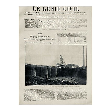 1910 GC MINES EXTRACTION MINERAI FER LARCHAMP BASSIN NORMAND PUIT GEVELOT