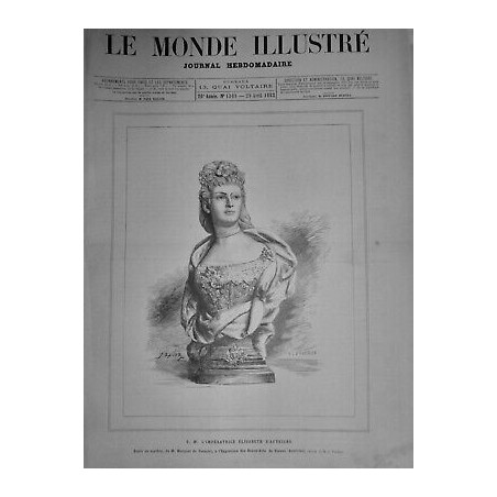 1882 MI SISSI IMPERATRICE AUTRICHE PORTRAIT BUSTE MARBRE MARQUET VASSELOT