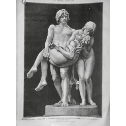 1879 MI SCULPTEUR SCULTURE BARRIAS ADAM EVE CORPS ABEL GROUPE PLATRE