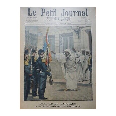 1901 PJ  CHEF AMBASSADE MAROCAINE SALUANT DRAPEAU FRANCAIS