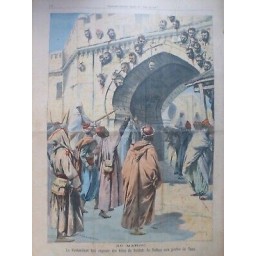 1903 PP MAROC PRETENDANT EXPOSE TETES SOLDATS SULTANT PORTES TAZA