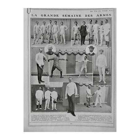 1909 VAGA ESCRIME DUEL EQUIPE CHAMPIONNAT PARIS LAVAUDEN FLEURET EPEE