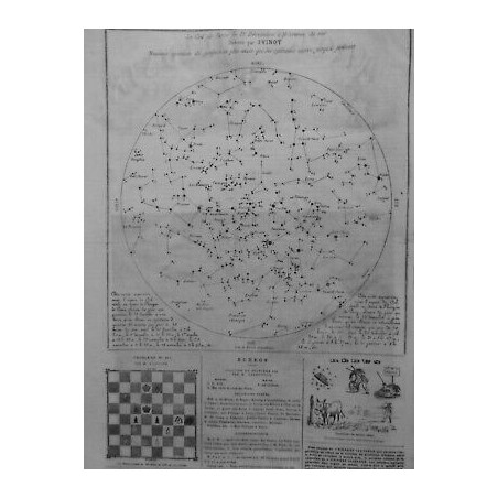 1875 ASTRONOMIE CARTE CIEL ETOILE PARIS 15 DECEMBRE DRESSE J.VINOT