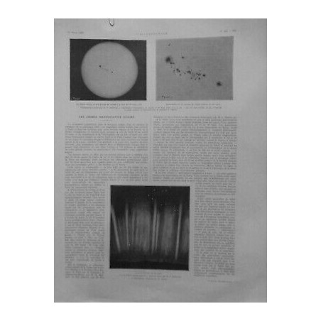 1920 ASTRONOMIE DISQUE SOLAIRE GROUPE TACHES AURORE BOREALE