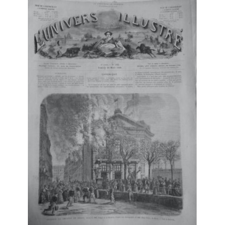 1866 UI INCENDIE THEATRE BREST DESSIN MM.CLERGET MORAINE