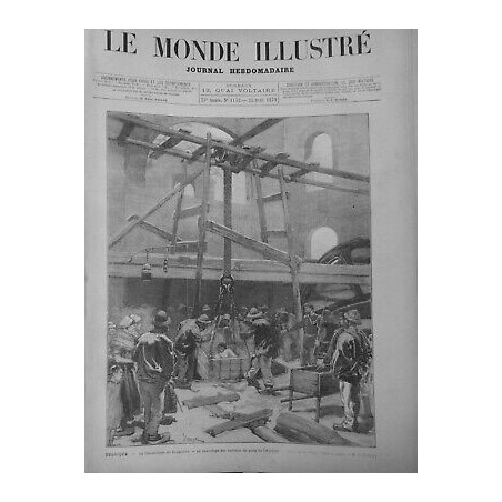 1879 BALGIQUE CATASTROPHE FRAMERIES SAUVETAGE VICTIME PUITS AGRAPPE