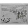 1885 VM NEIGE CORVEE PELLE BROUETTE DENEIGEMENT FROID HIVER MARECHAUSSEE LUNEL