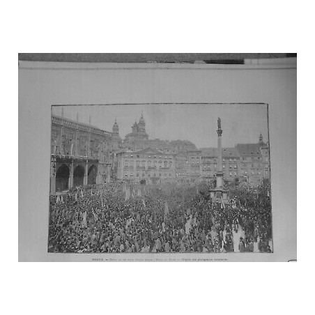 1891 PRAGUE DEFILE SOKOLS HÔTEL VILLE EVENEMENT