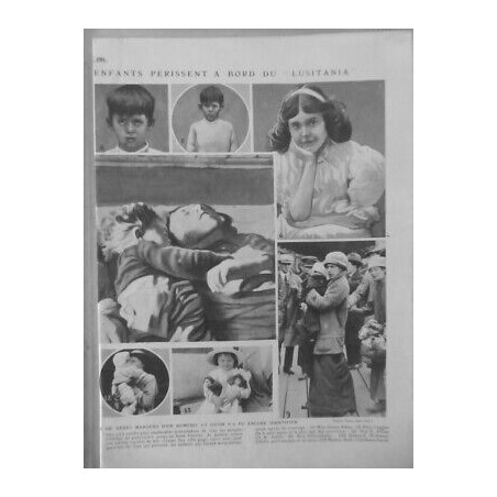 1915 150 ENFANTS INNOCENTS MEURENT TORPILLAGE LUSITANIA PHOTOS ENFANTS RESCAPES