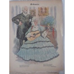 1906 SOURIRE MODE CRINOLINE COUPLE AGE CHANTANT SOUVENIRS DESSIN HUARD