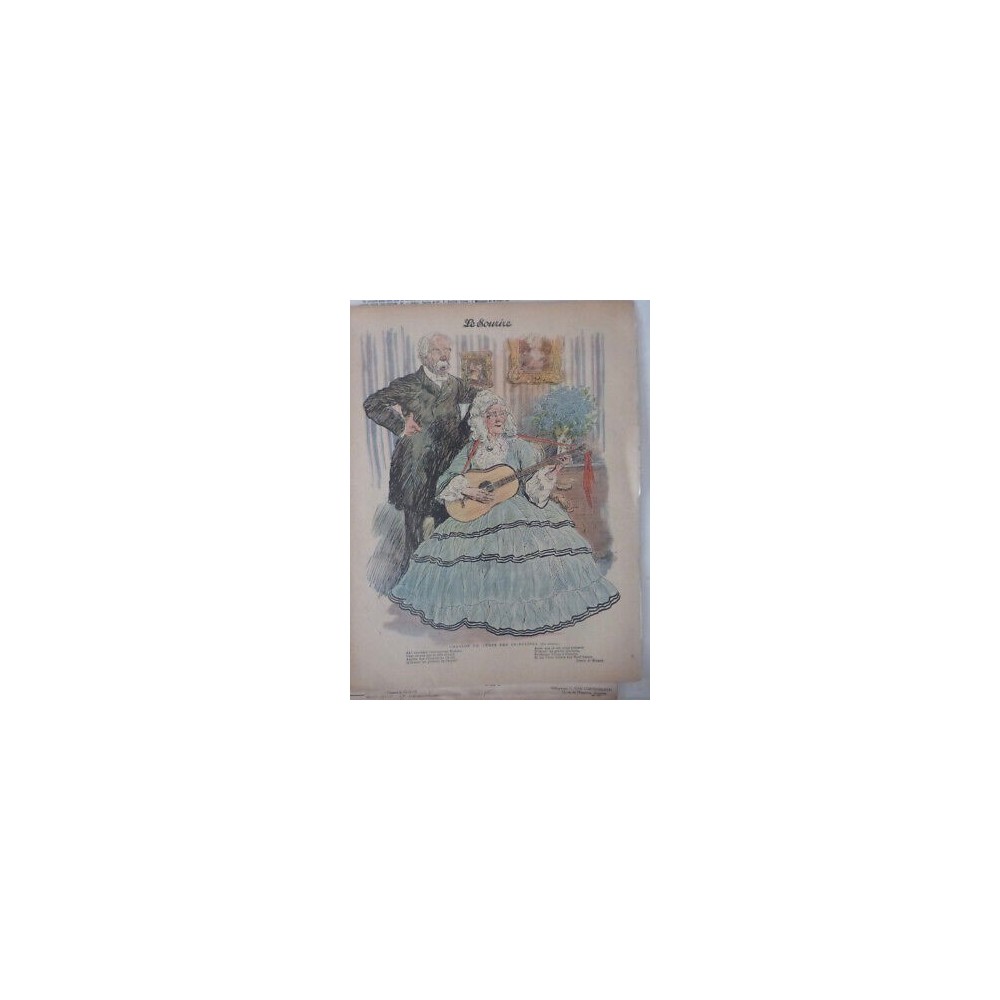 1906 SOURIRE MODE CRINOLINE COUPLE AGE CHANTANT SOUVENIRS DESSIN HUARD