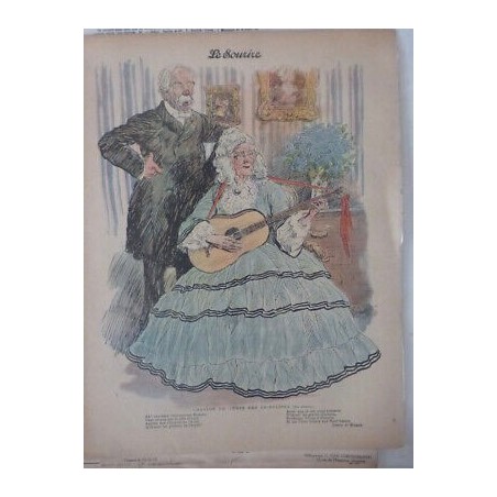 1906 SOURIRE MODE CRINOLINE COUPLE AGE CHANTANT SOUVENIRS DESSIN HUARD