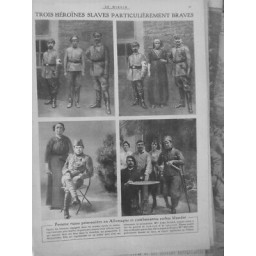 1916 GUERRE TROIS HEROINES SLAVES BRAVES RUSSE PRISONNIERE COMBATENTES SERBES