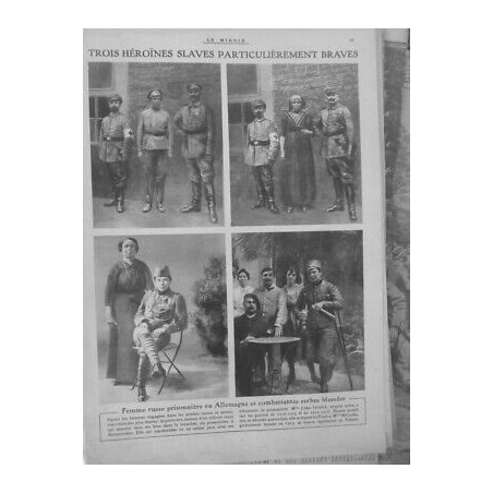 1916 GUERRE TROIS HEROINES SLAVES BRAVES RUSSE PRISONNIERE COMBATENTES SERBES