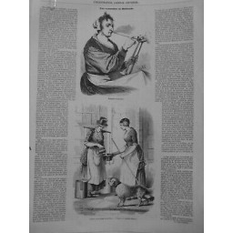 1853 PERSONNALITE FEMMES FUMEUSE HOLLANDAISE LAITIERE DESSIN GAUTHIER STIRUM