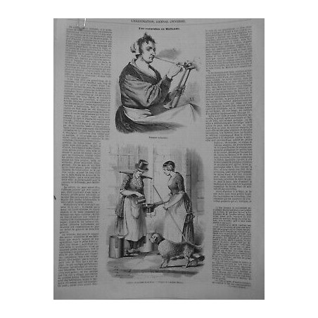 1853 PERSONNALITE FEMMES FUMEUSE HOLLANDAISE LAITIERE DESSIN GAUTHIER STIRUM