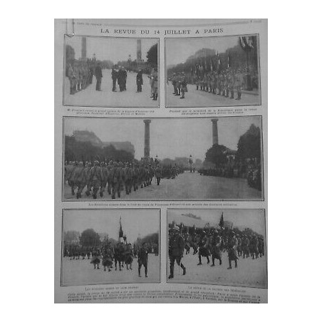 1917 14 JUILLET REVUE DEFILE SECTION SENEGALAIS FUSILLERS MARINS DRAPEAU