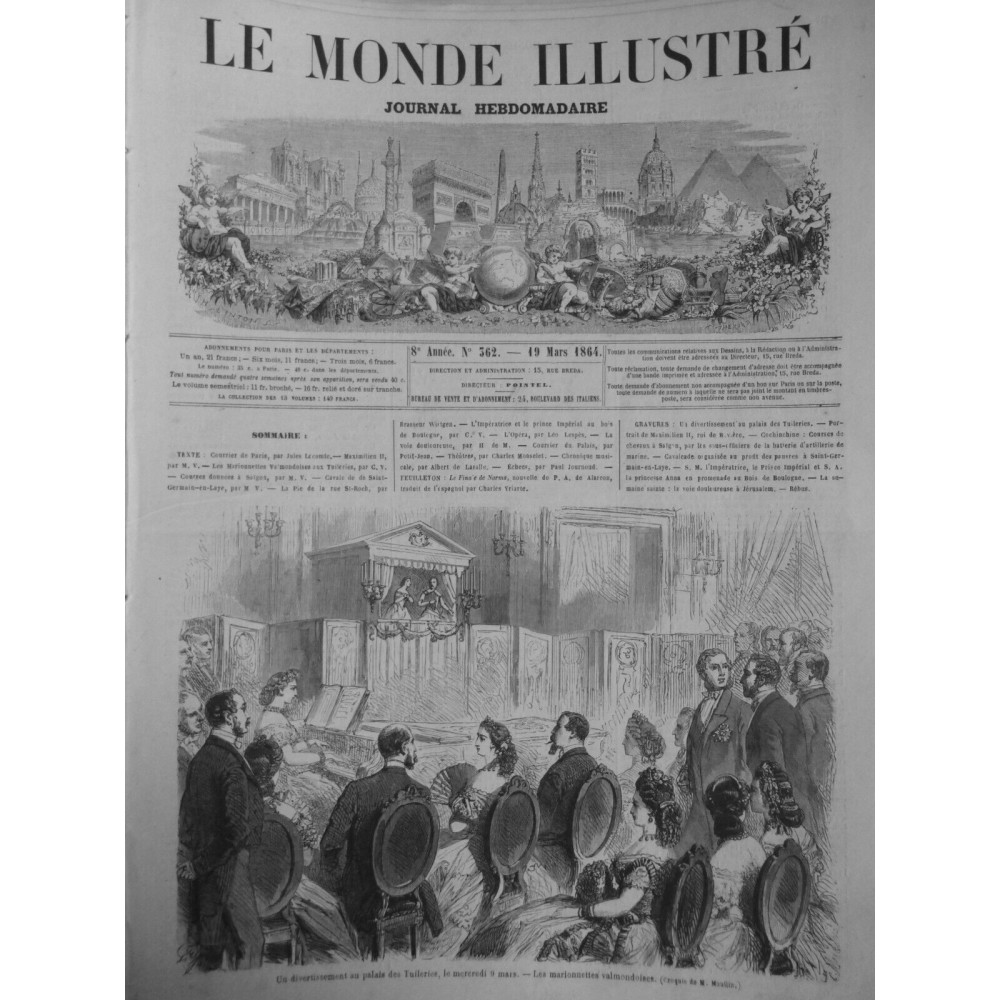 1864 MI DIVERTISSEMENT PALAIS TUILERIES MARIONNETTES VALMONDOISES