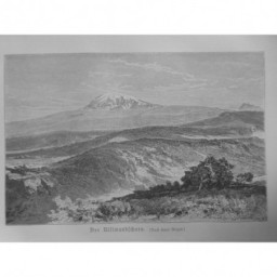 1880 GRAVURE AFRIQUE TANZANIE MONTAGNE KILIMANDJARO KILIMANJARO